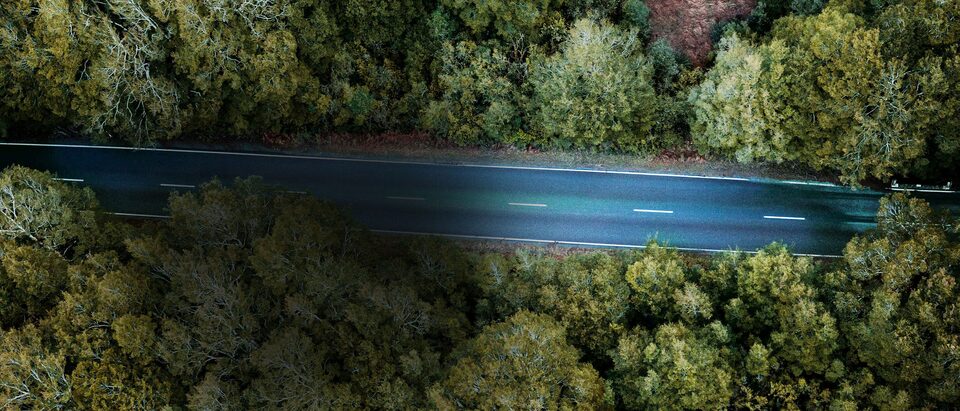 Aerial View of Country Road