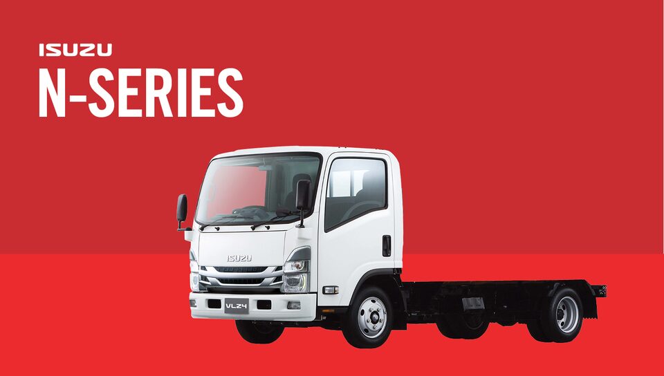Isuzu N Series Truck on Red Background